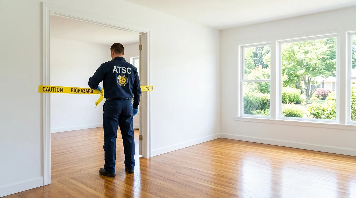 Certified biohazard cleanup crew performing Trauma Scene Cleanup in Westview